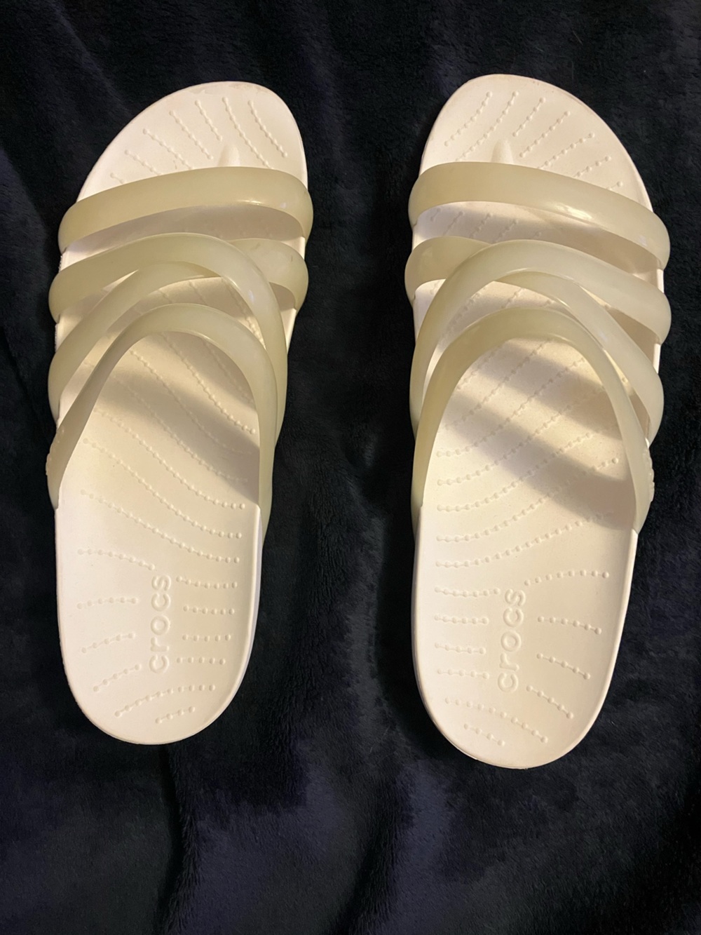 CROCS Women's Ivory Multi-Strap Slide Sandals